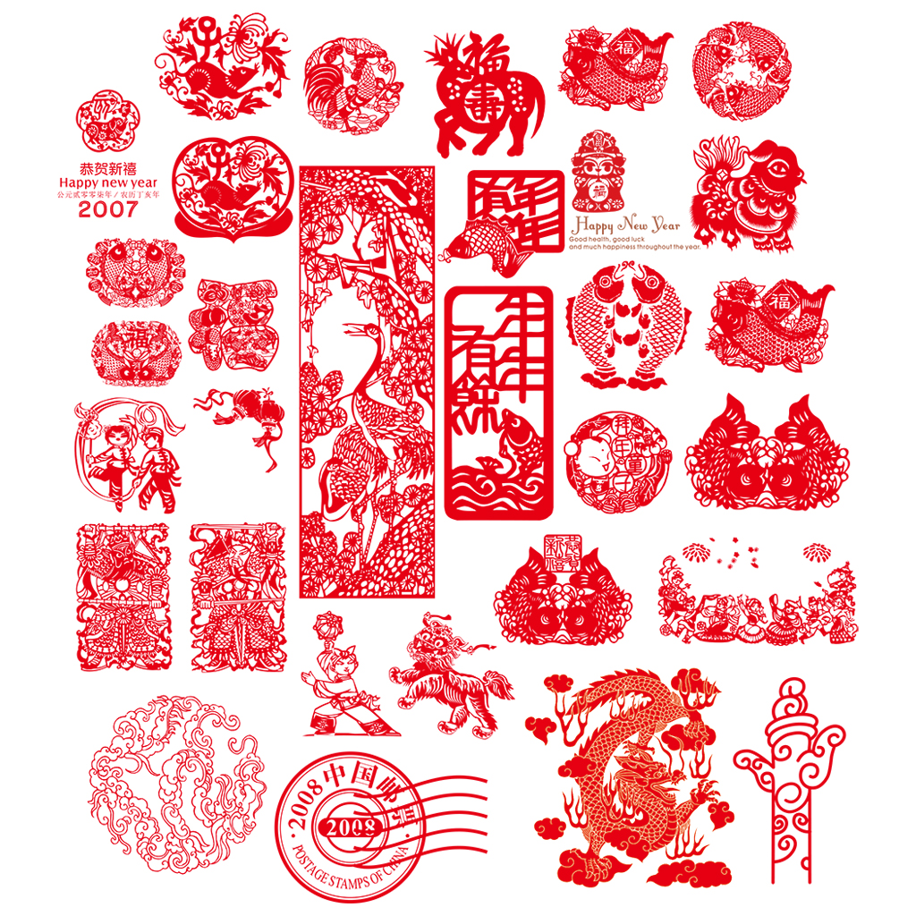 喜庆窗花剪纸cdr素材插图