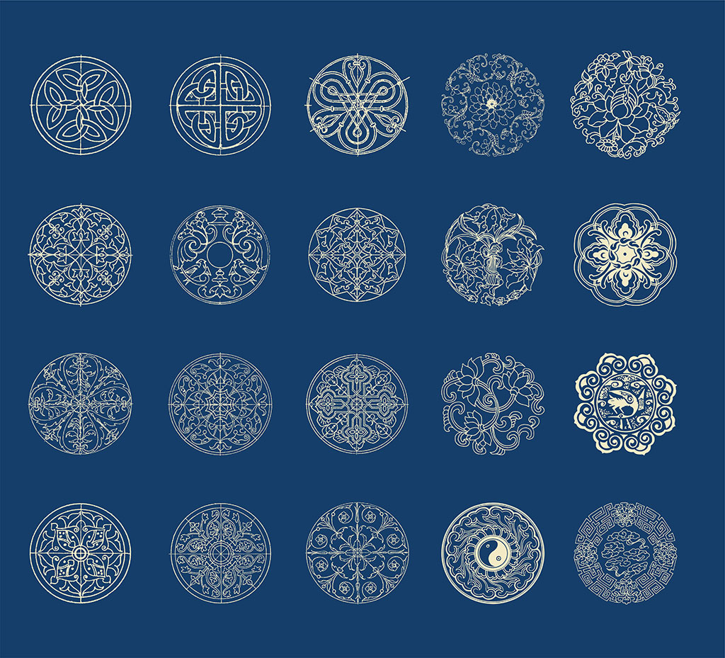 圆形古典花纹cdr素材插图