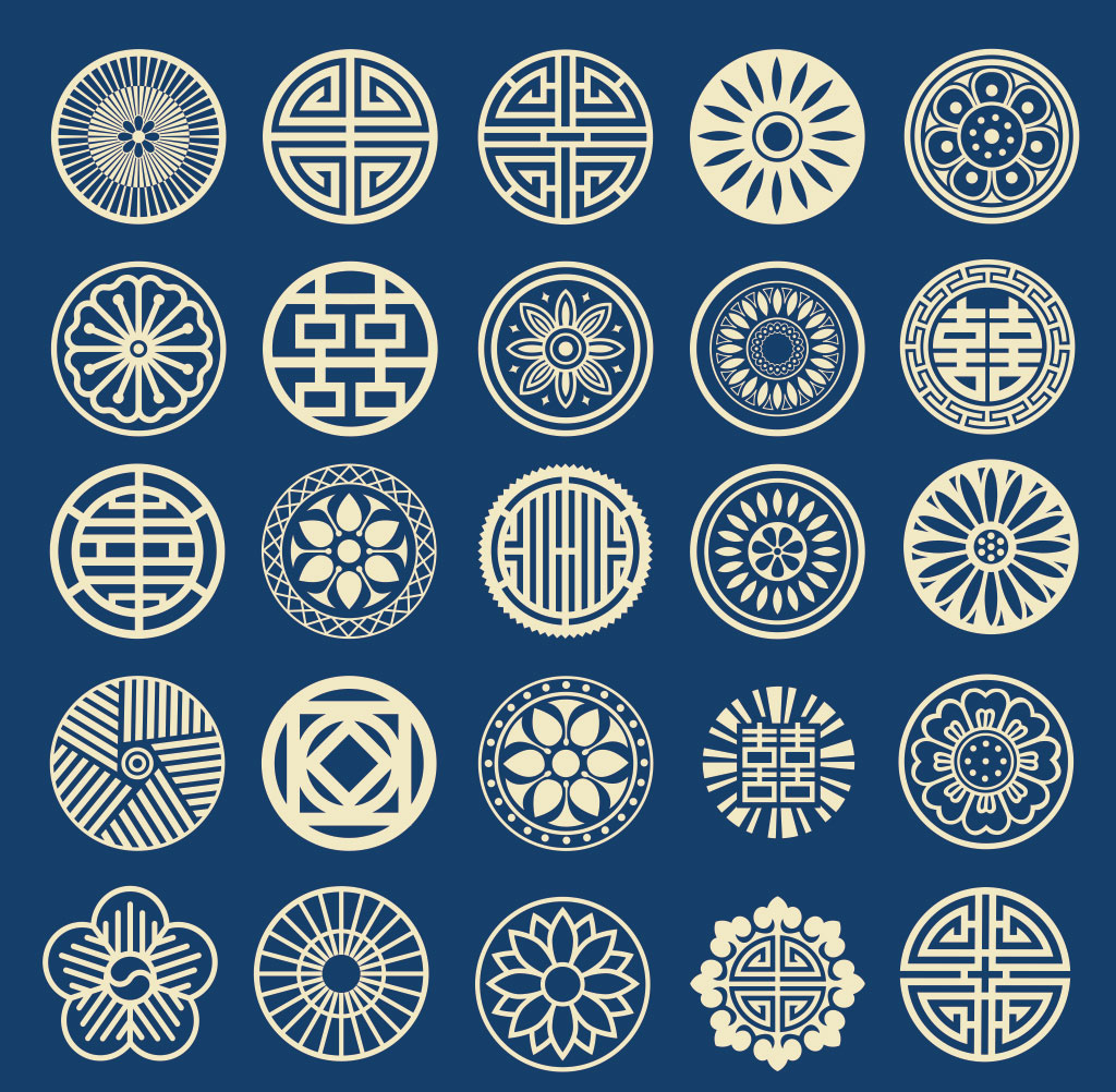 圆形传统图案cdr素材插图