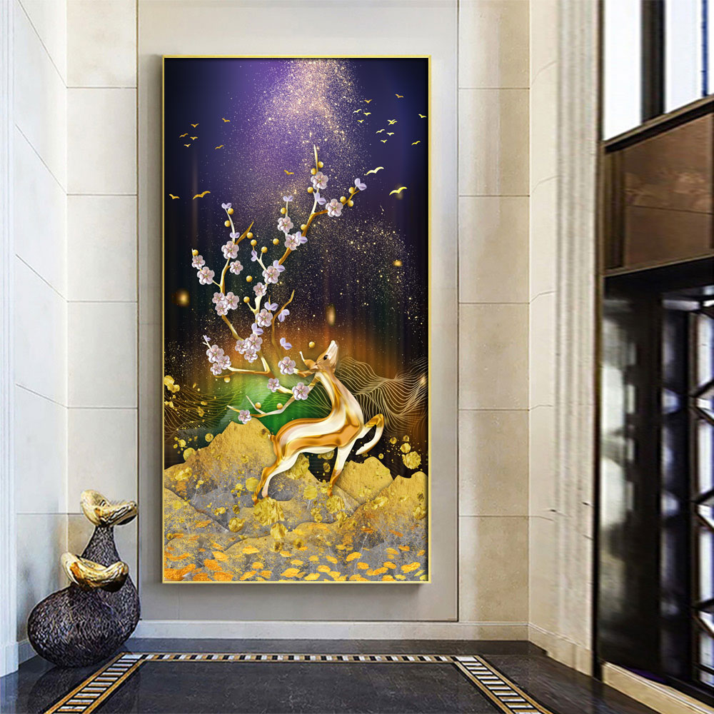 梅花鹿过道隔断客厅装饰画插图