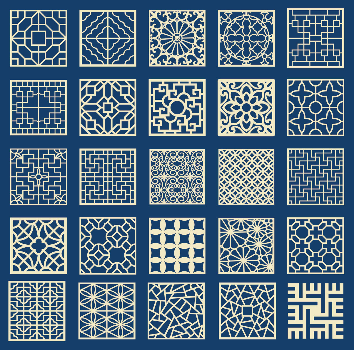 方形中国古典图案cdr素材插图