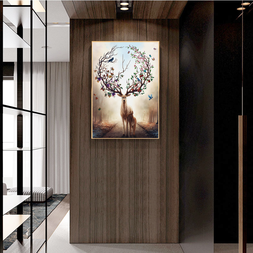 麋鹿装饰画画芯插图