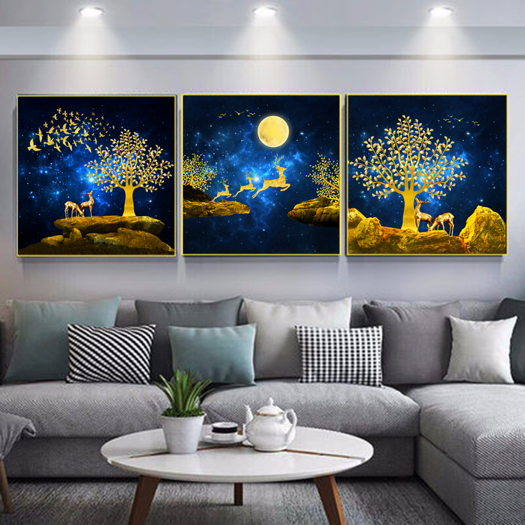 星空麋鹿方形装饰画插图