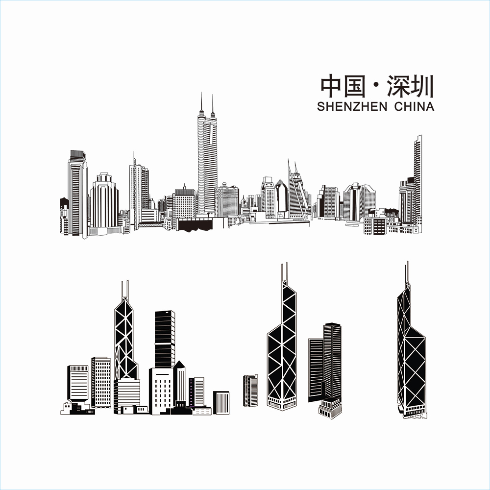 城市剪影深圳cdr素材插图