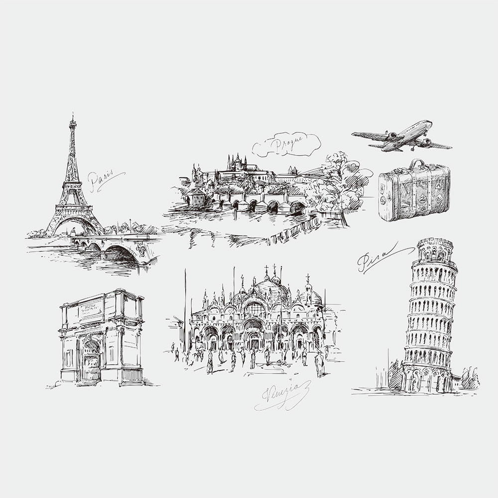 城市素描cdr素材插图