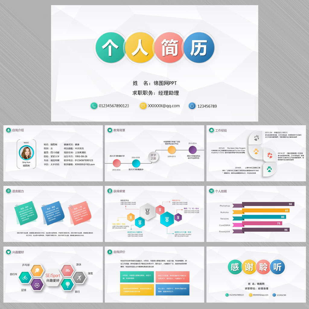 个人简历PPT模板插图
