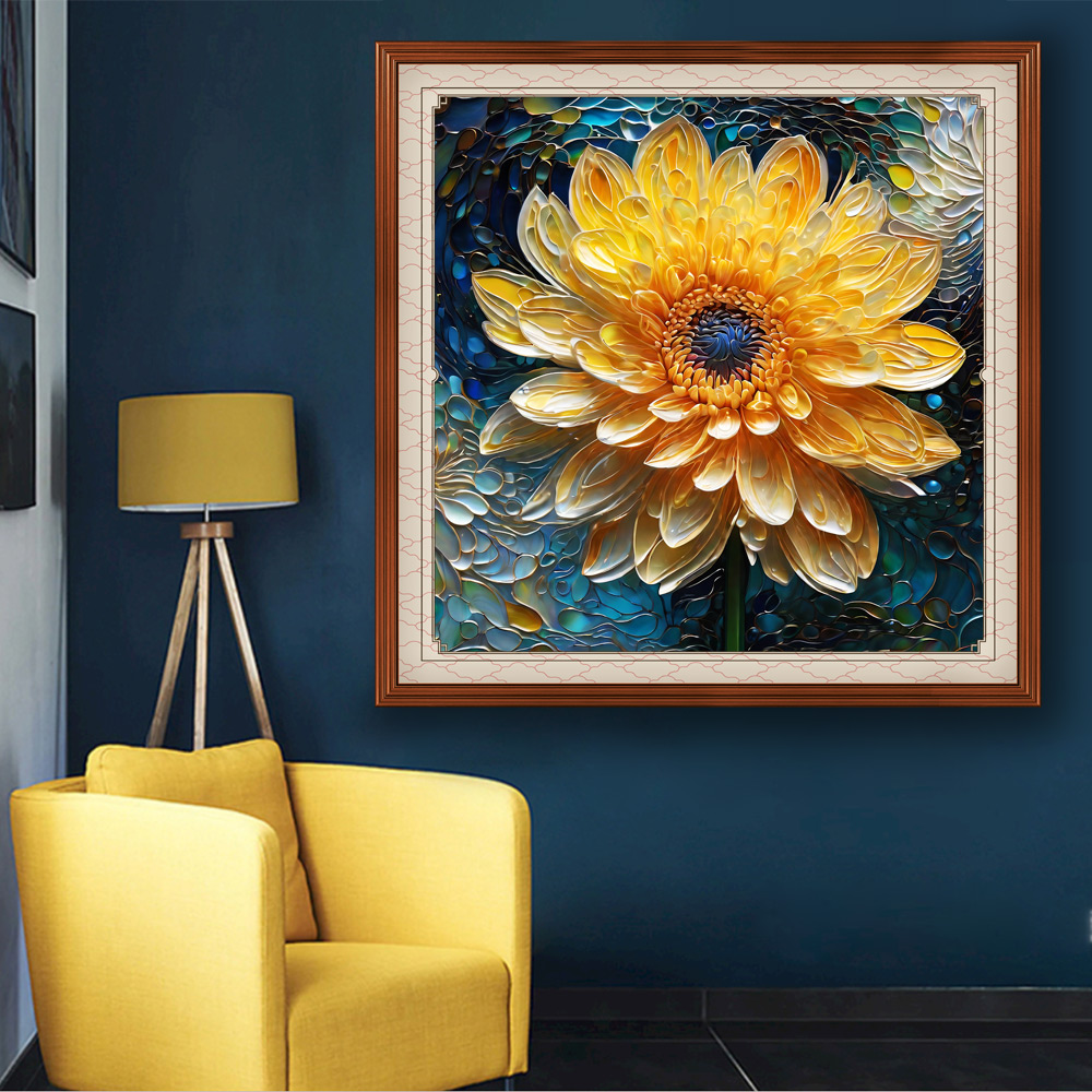 玻璃效果花朵装饰画插图