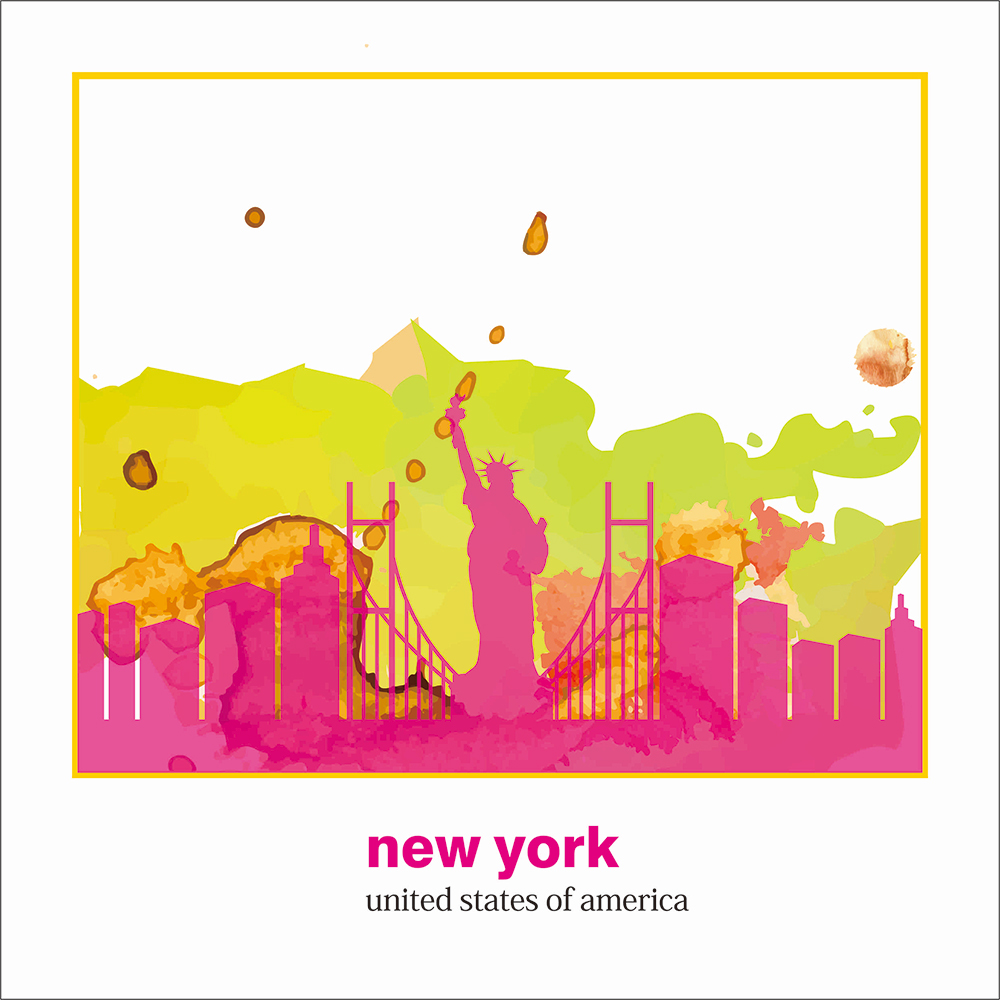 水墨城市纽约cdr素材插图