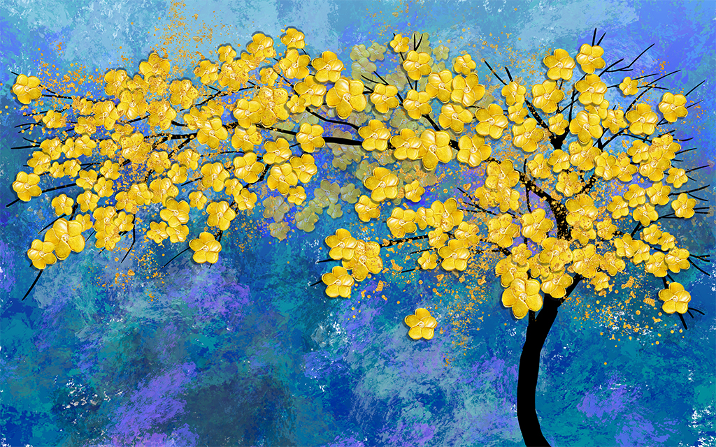 发财树现代装饰背景墙插图1