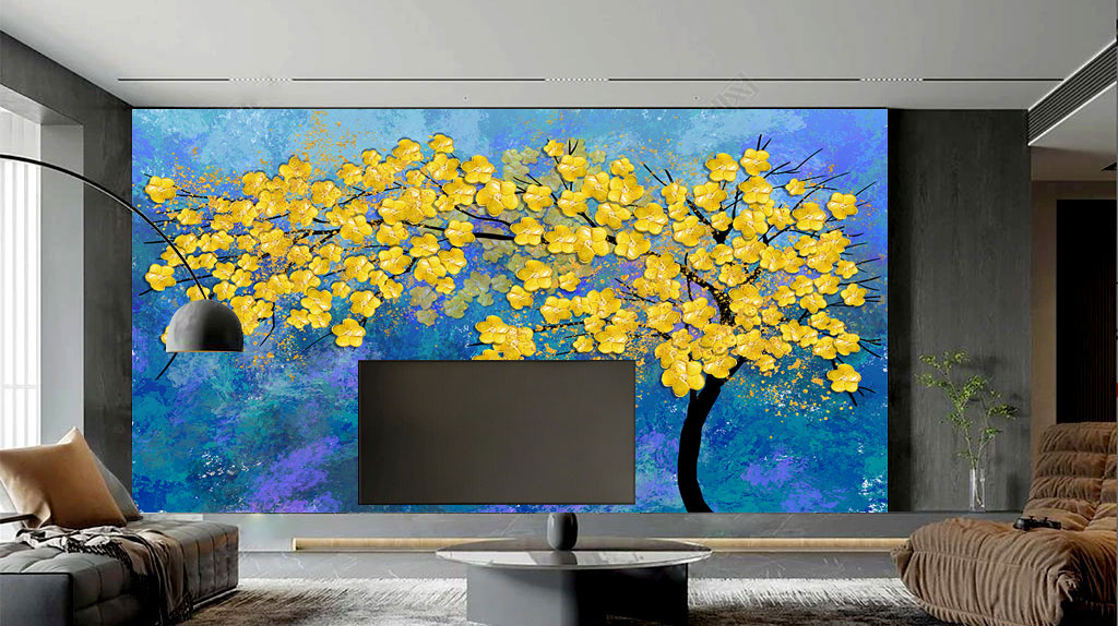 发财树现代装饰背景墙插图2