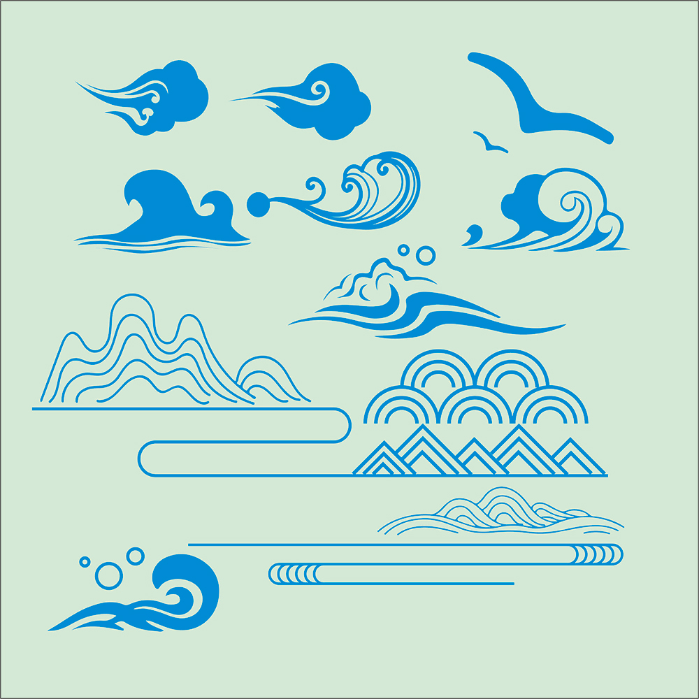 矢量山水水纹cdr素材插图