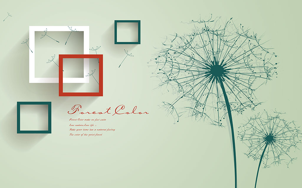 绿色清新电视背景墙壁纸插图