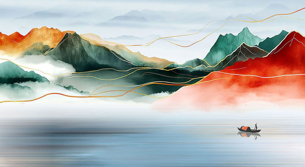 山水新中式背景墙插图1