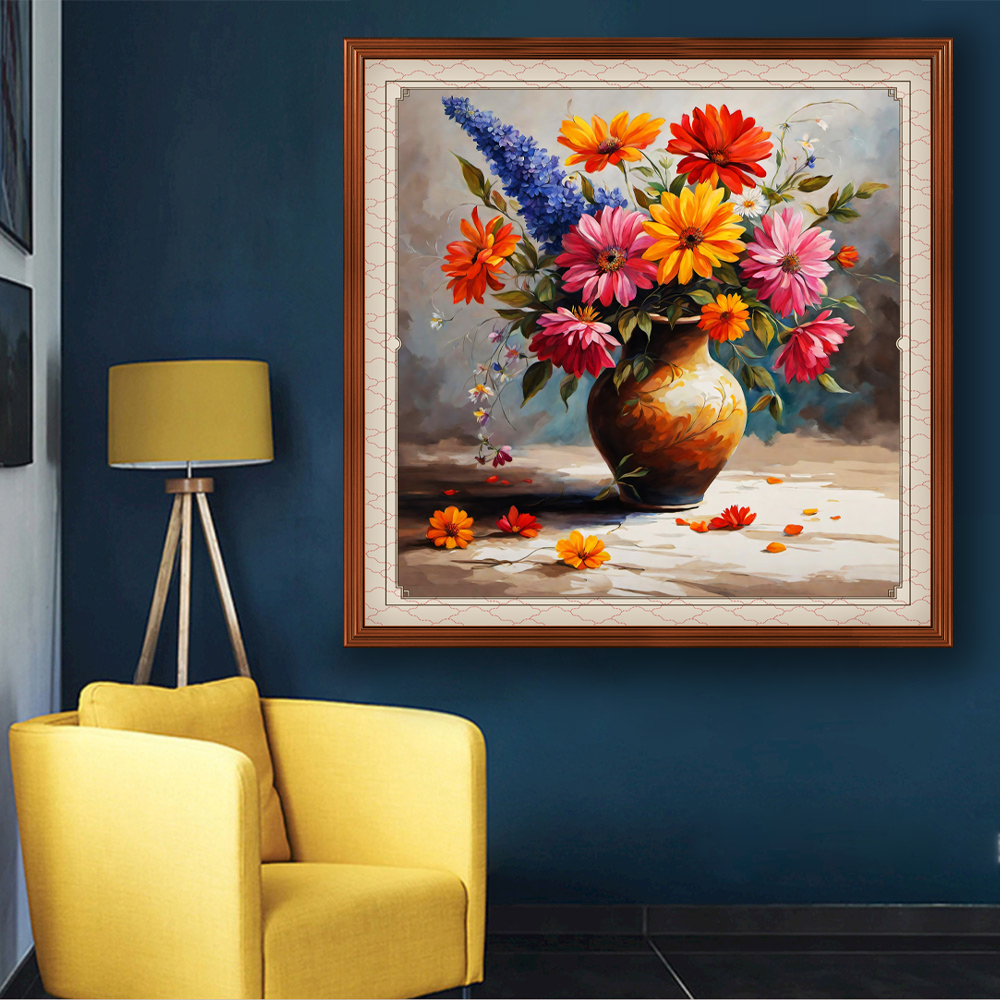 鲜花素描框画插图