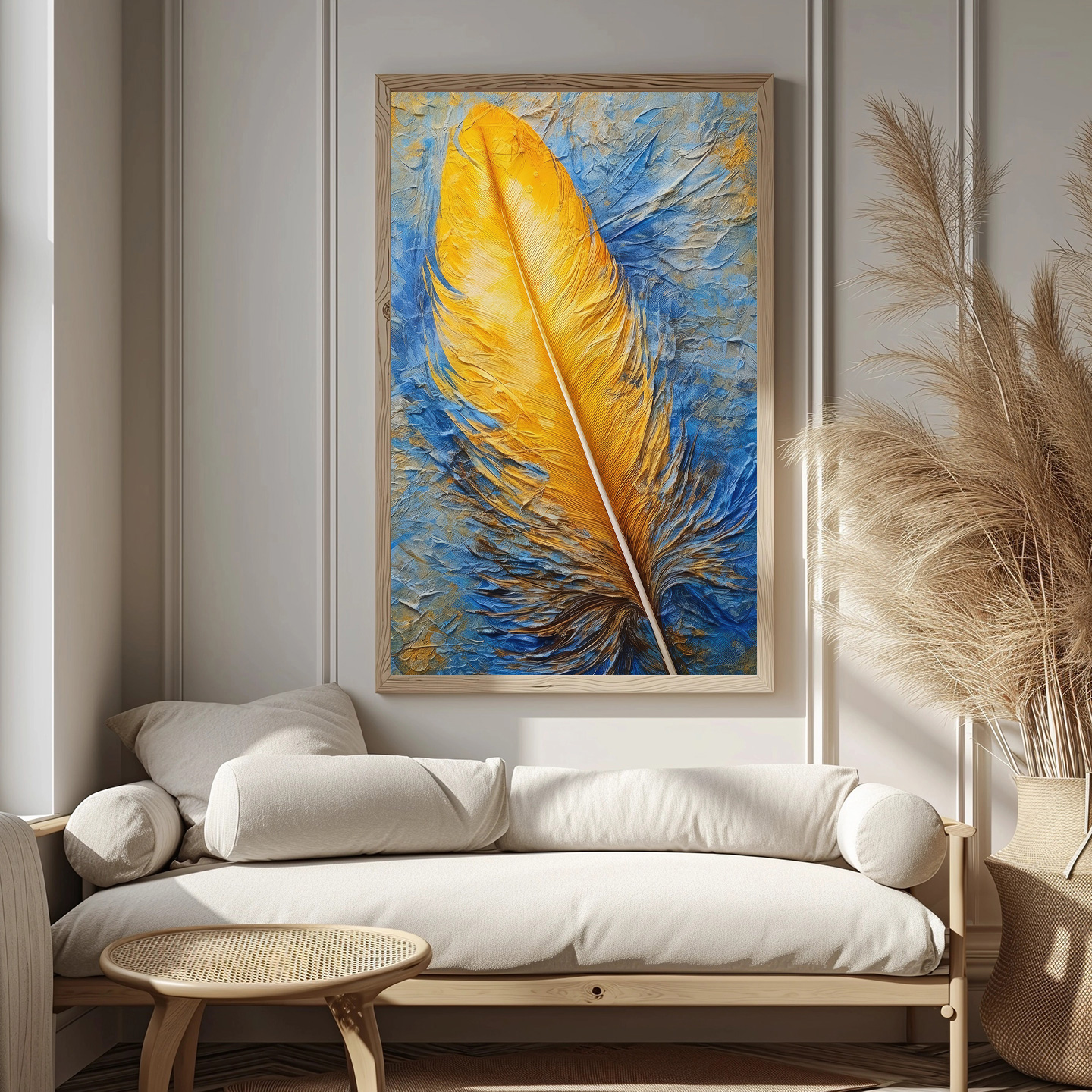 金色羽毛装饰画插图