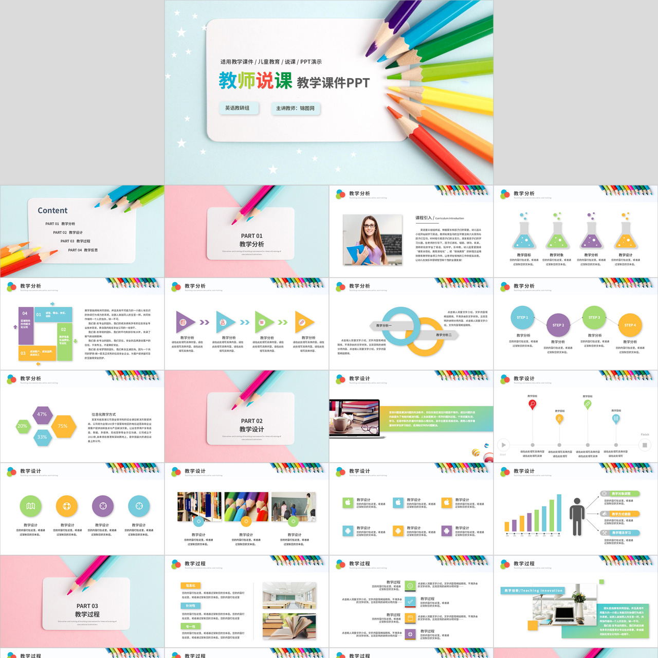 教学说课课件PPT模板插图