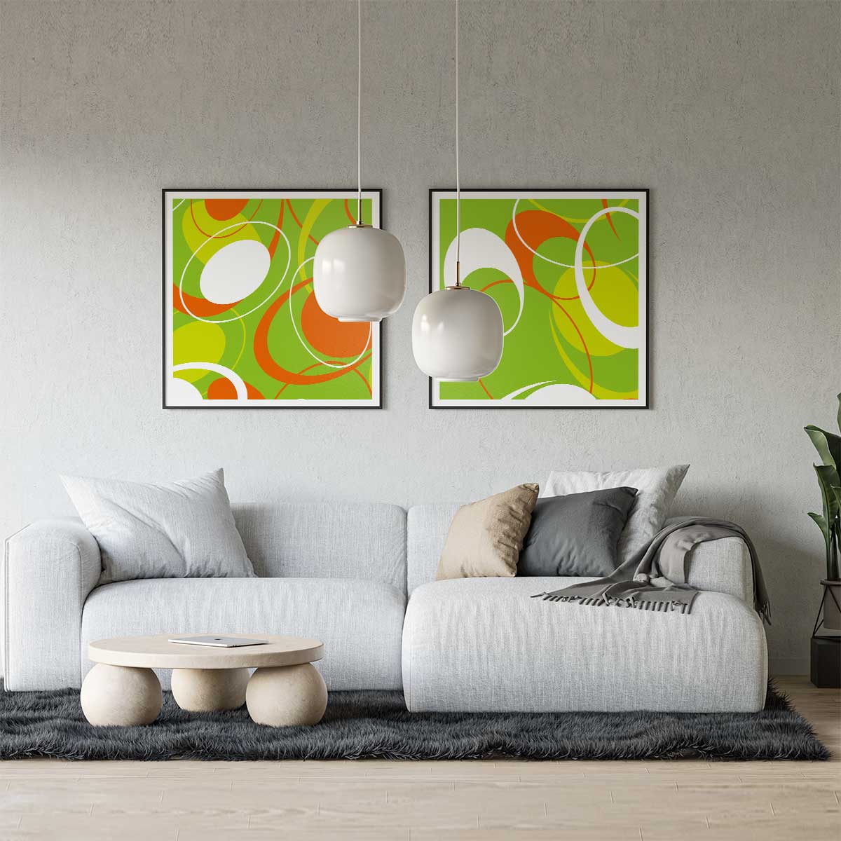 绿色几何图案装饰画插图