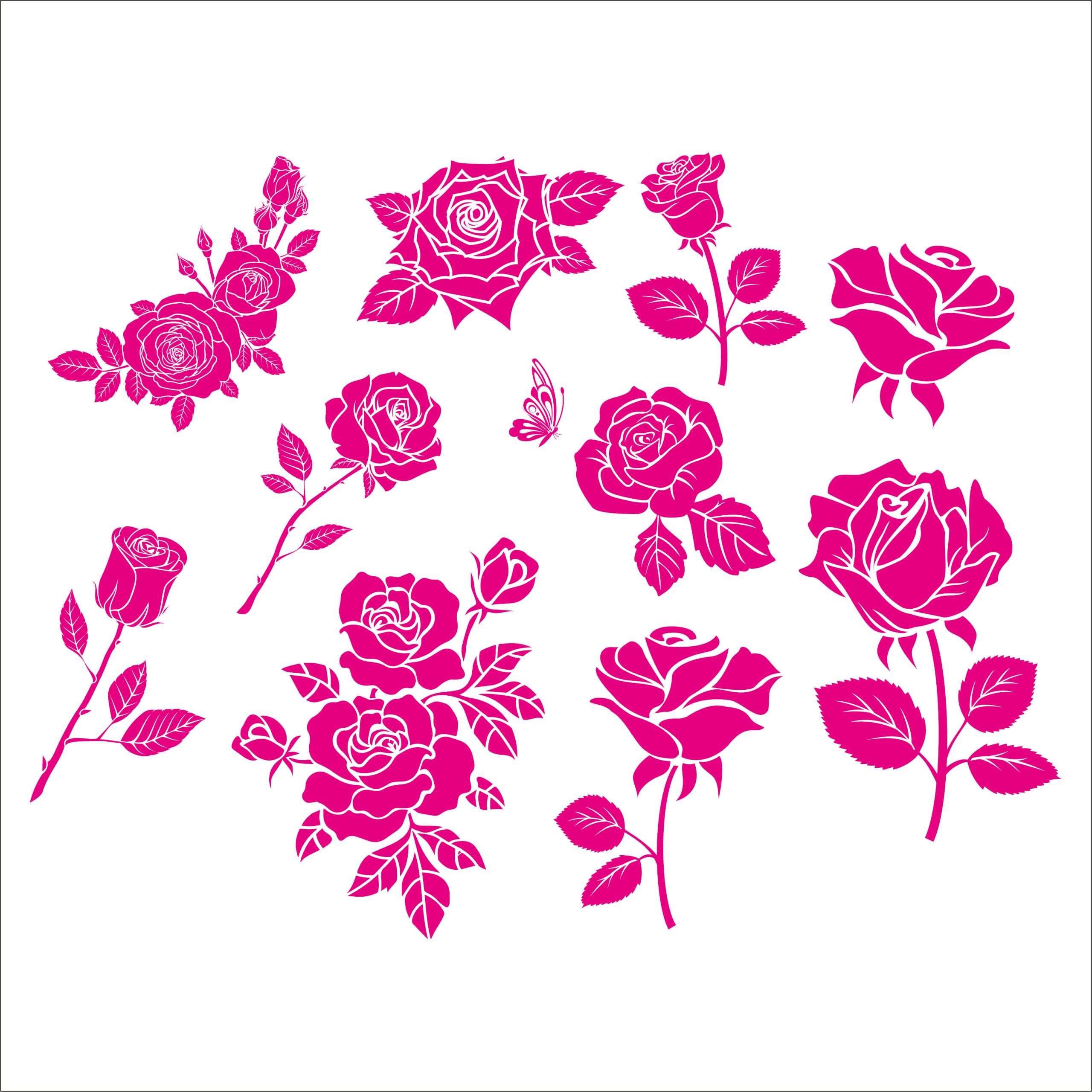 矢量玫瑰花cdr素材插图