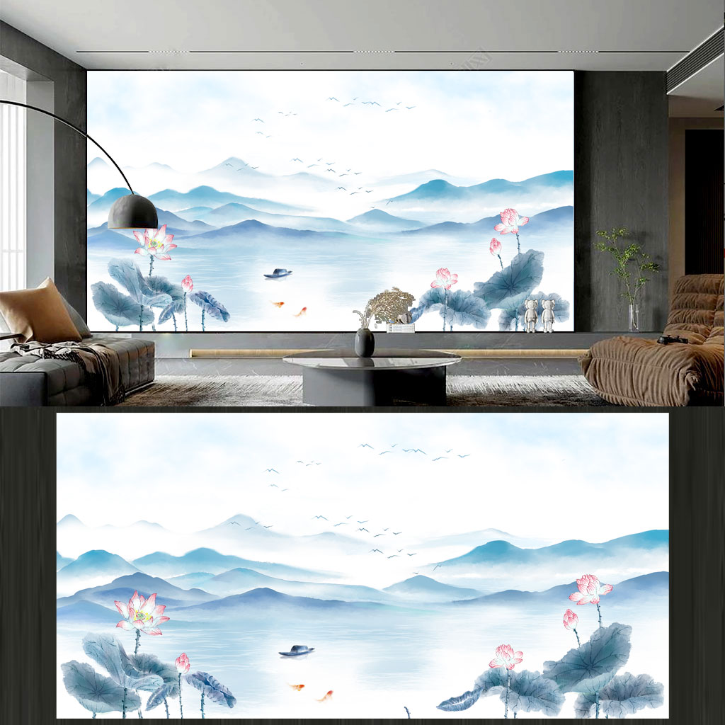 山水背景墙装饰画插图