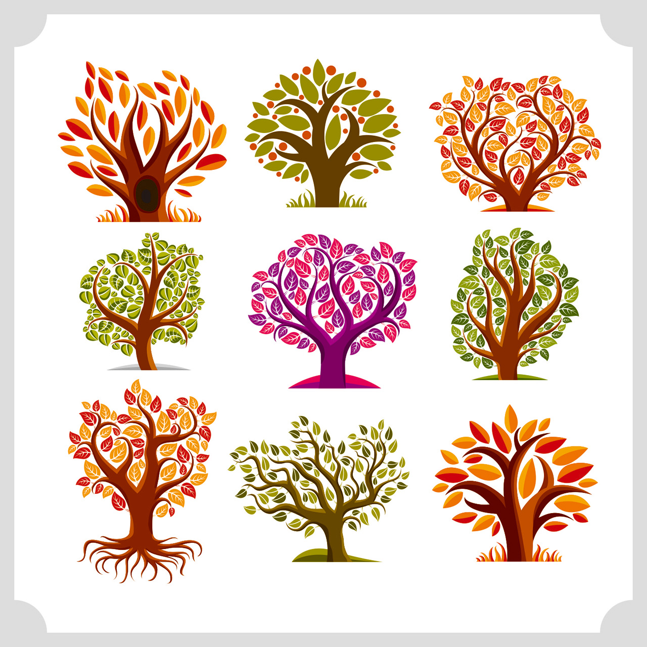 艺术插画树木小树CDR矢量素材插图