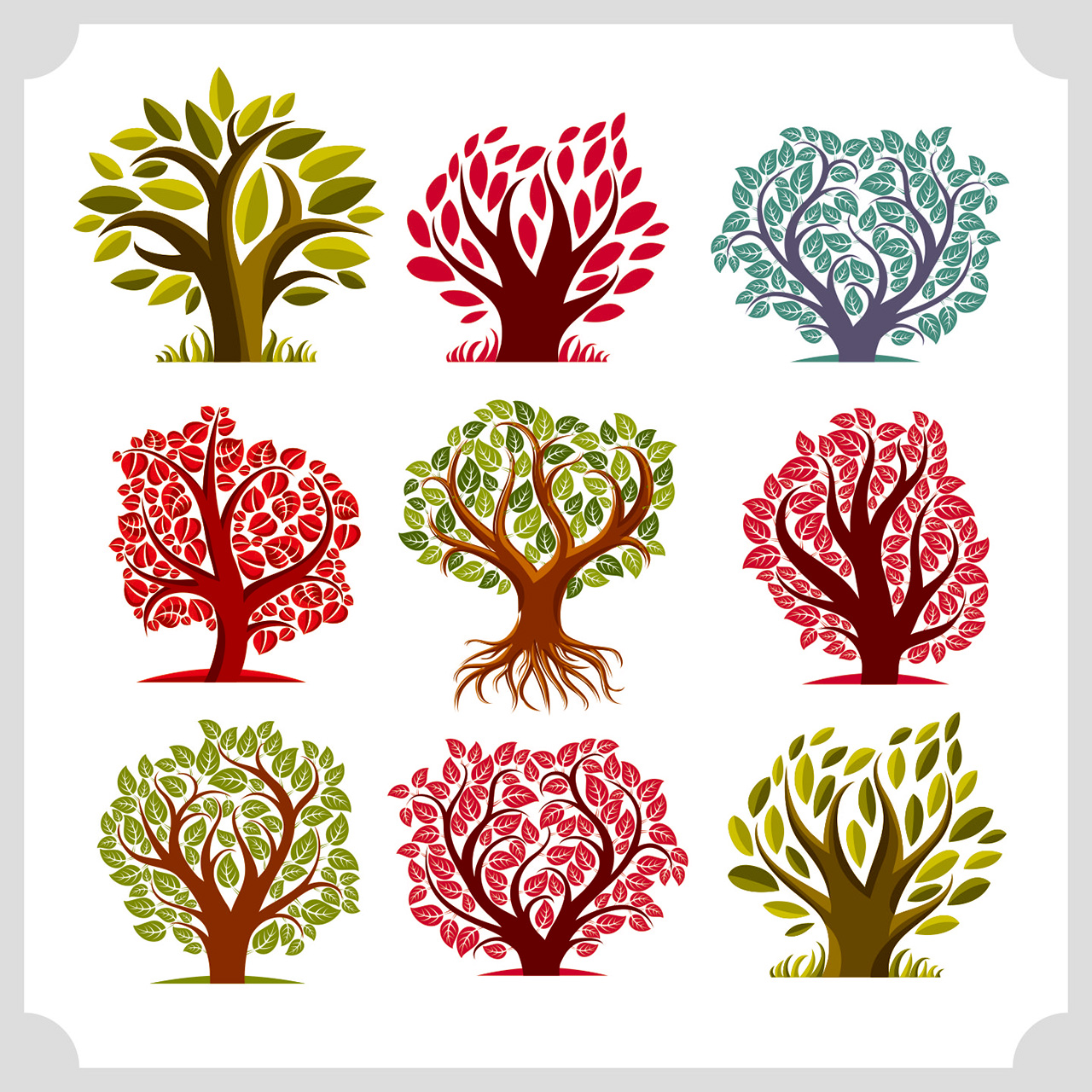 艺术插画树木小树CDR矢量素材插图