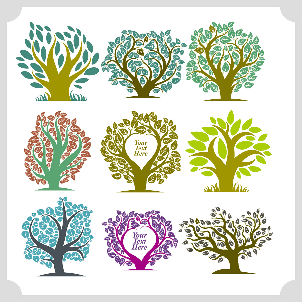 艺术插画树木小树CDR矢量素材插图