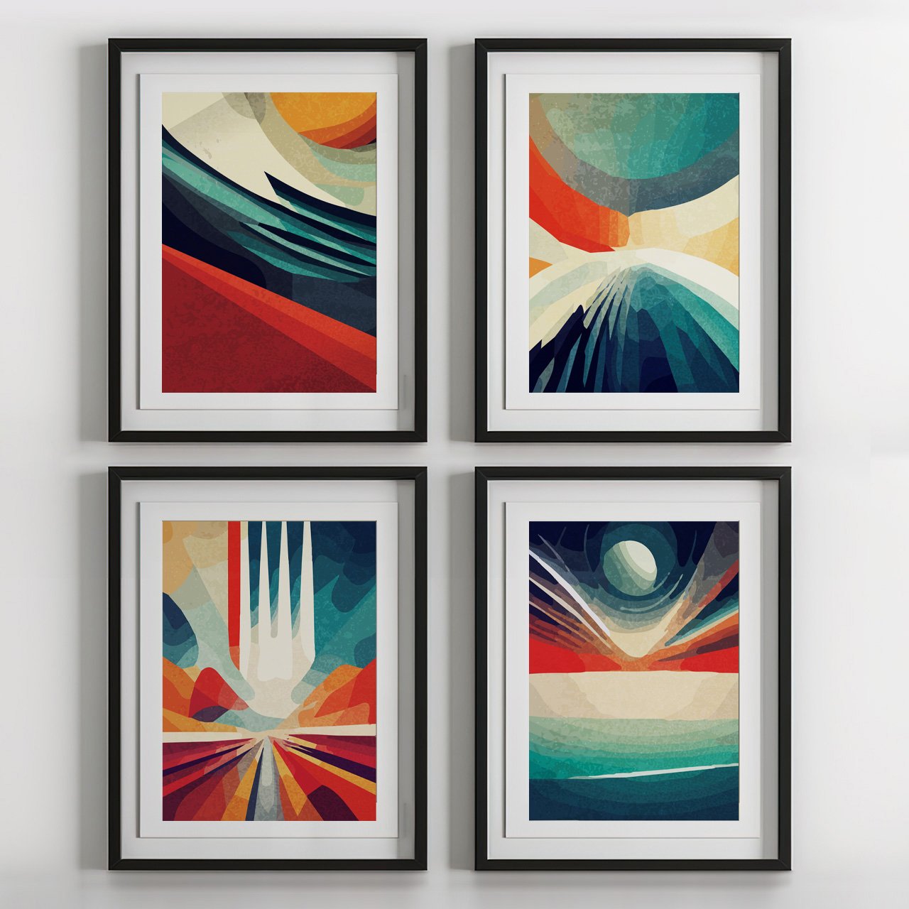 抽象重彩风景手绘矢量装饰画素材插图