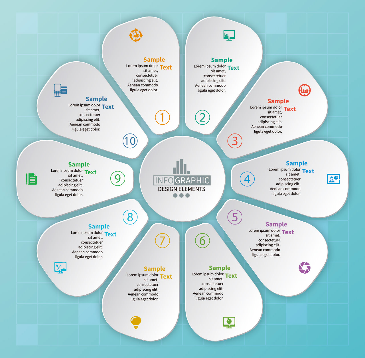 花瓣形数据统计图CDR素材插图