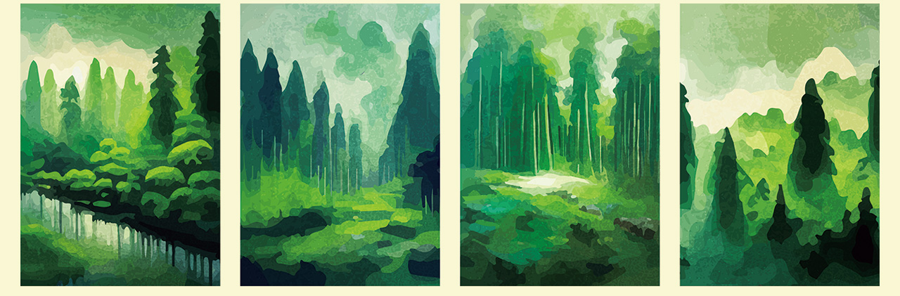 抽象艺术森林风景CDR矢量装饰画插图1
