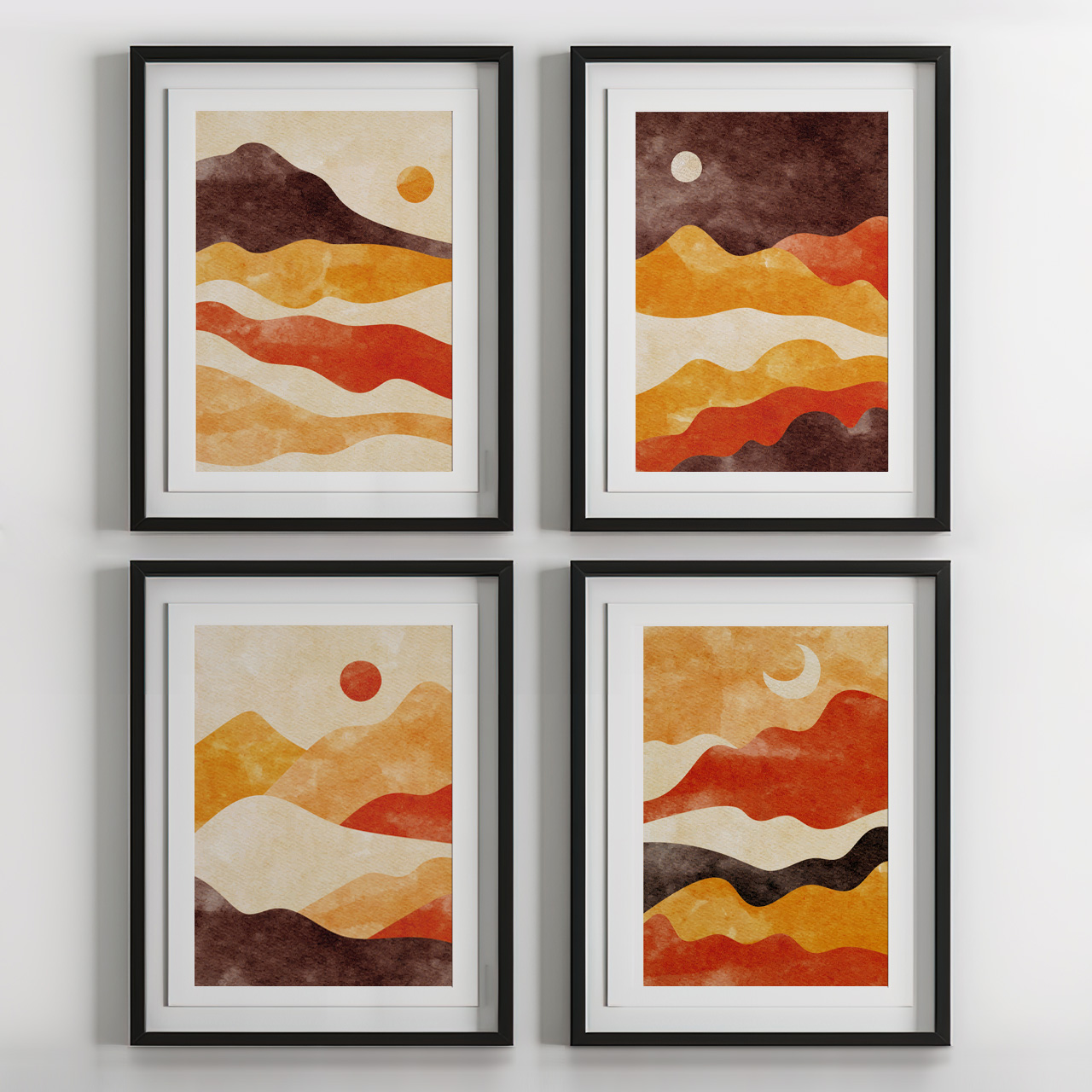 抽象重彩风景CDR矢量装饰画插图