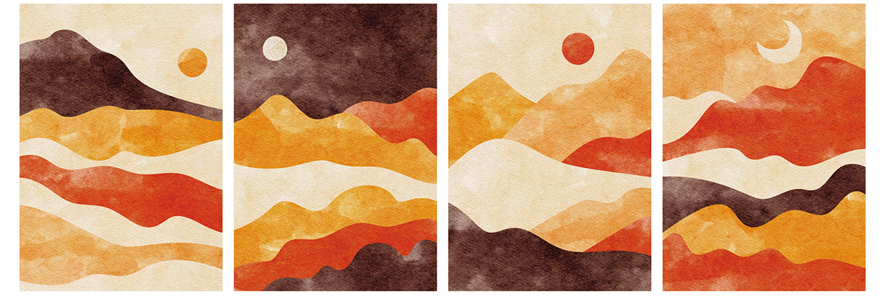 抽象重彩风景CDR矢量装饰画插图1