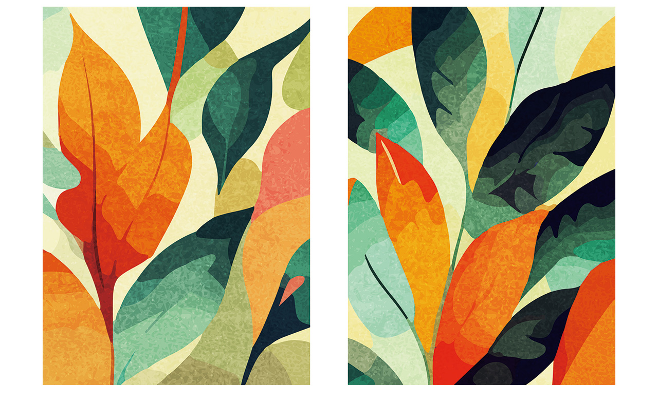 重彩花朵抽象艺术CDR矢量框画插图1