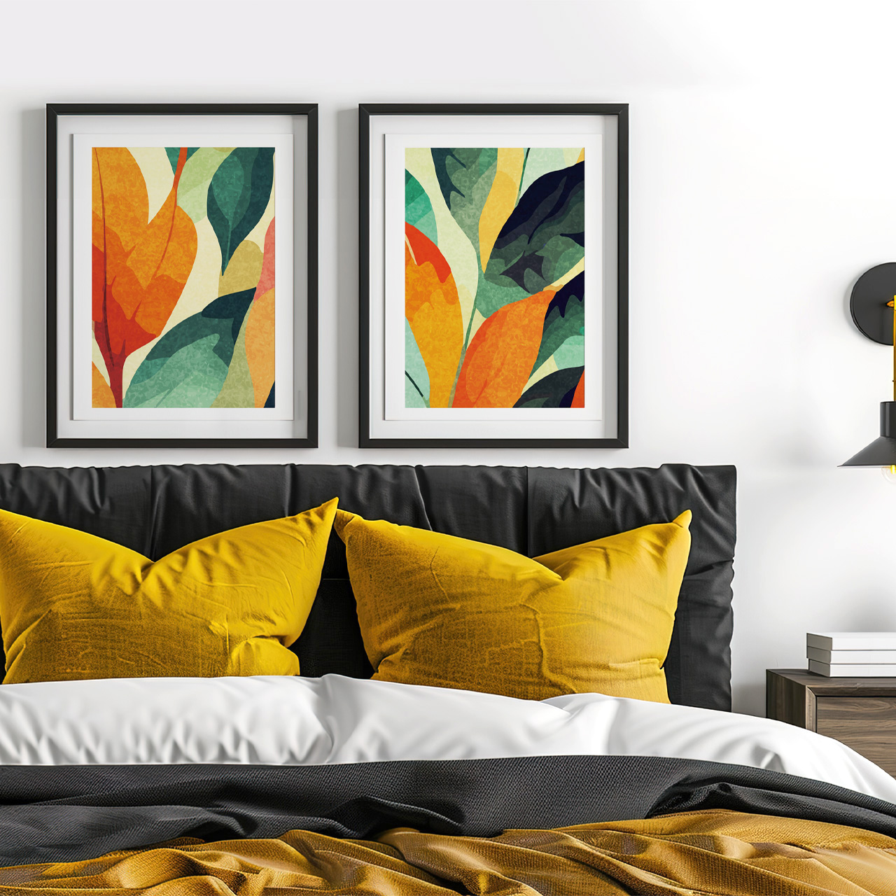 重彩花朵抽象艺术CDR矢量框画插图