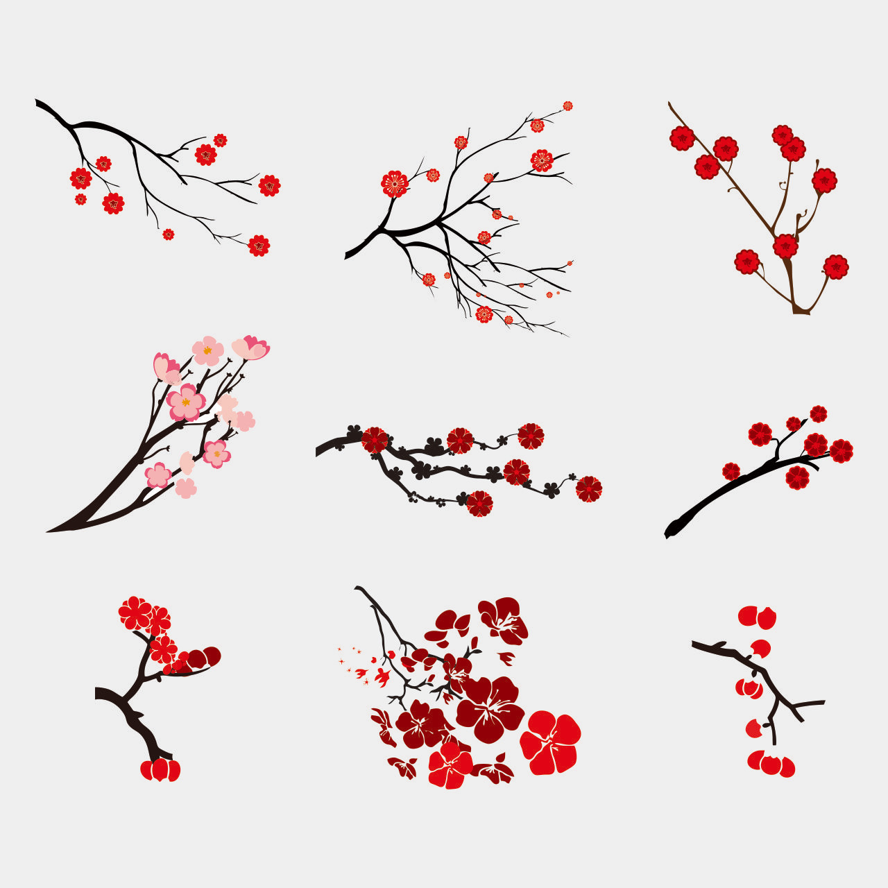 不同状态的梅花CDR素材插图