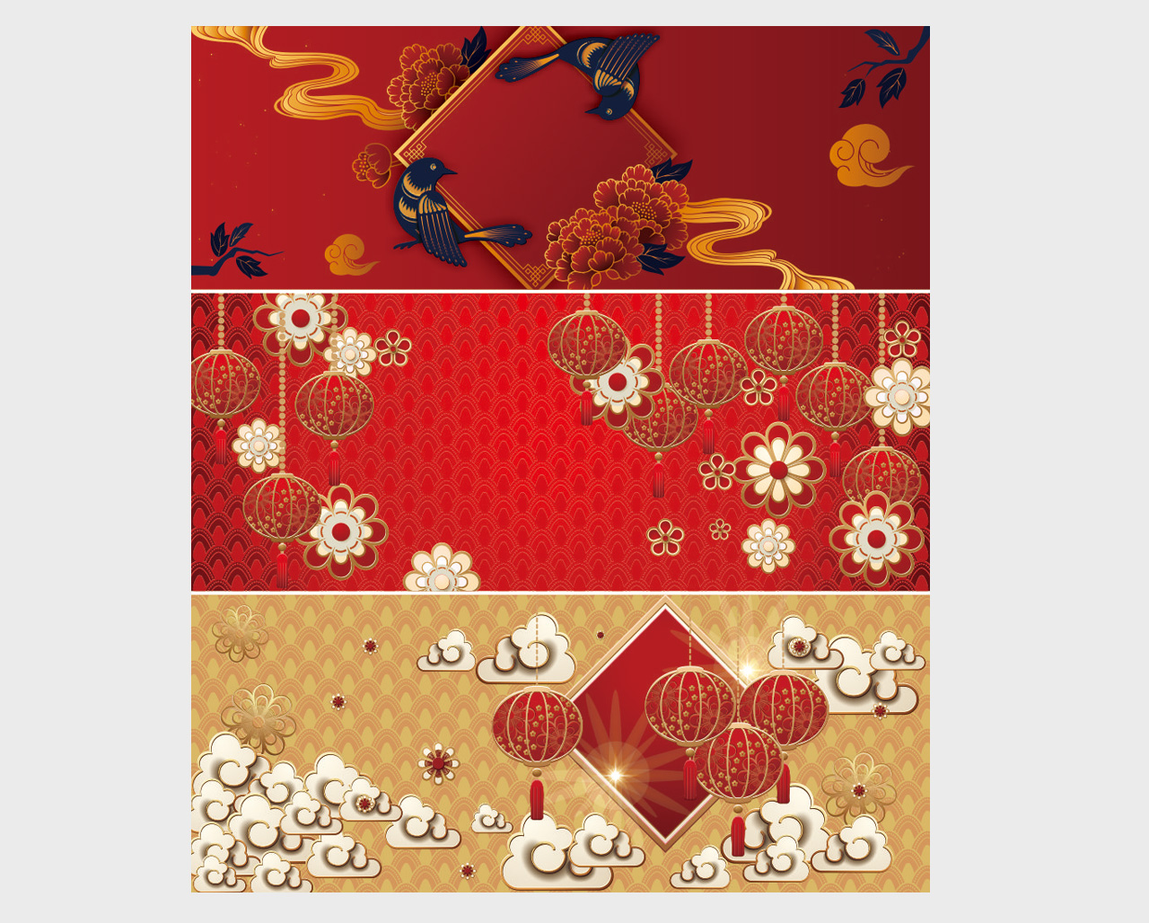 中国风祥云红灯笼装饰素材CDR素材插图