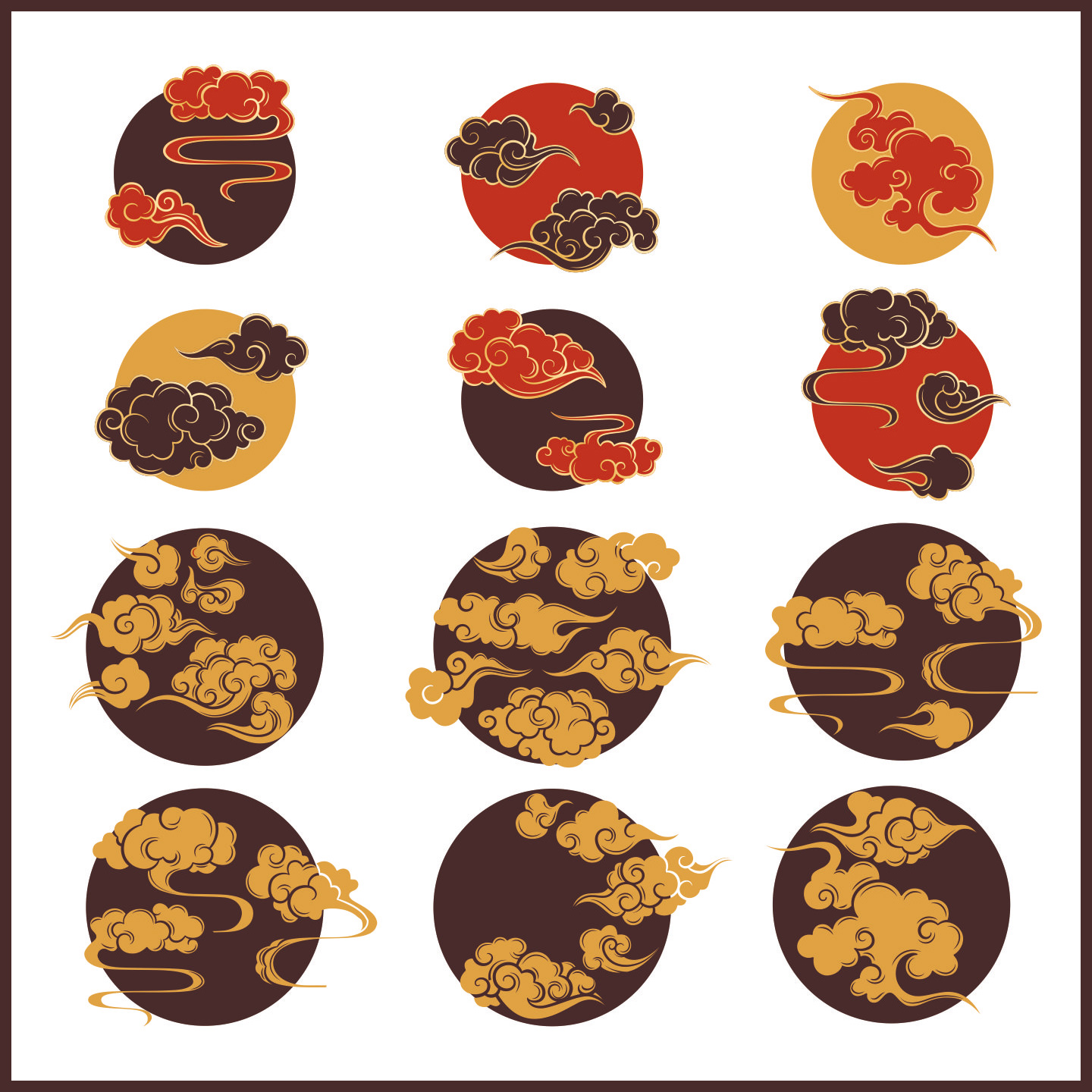 传统风格祥云图案CDR素材插图