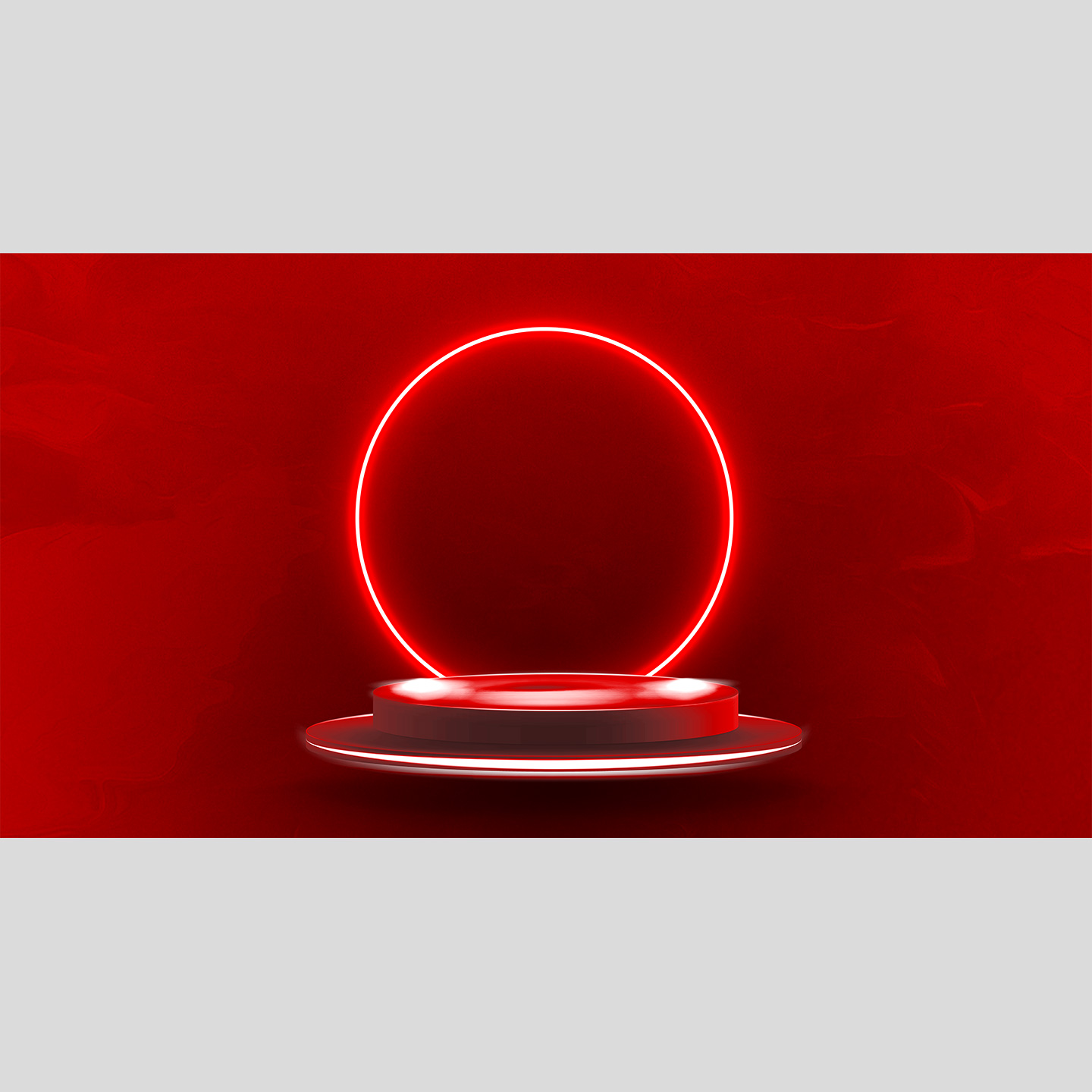 红色霓虹色圆柱形展台背景素材插图