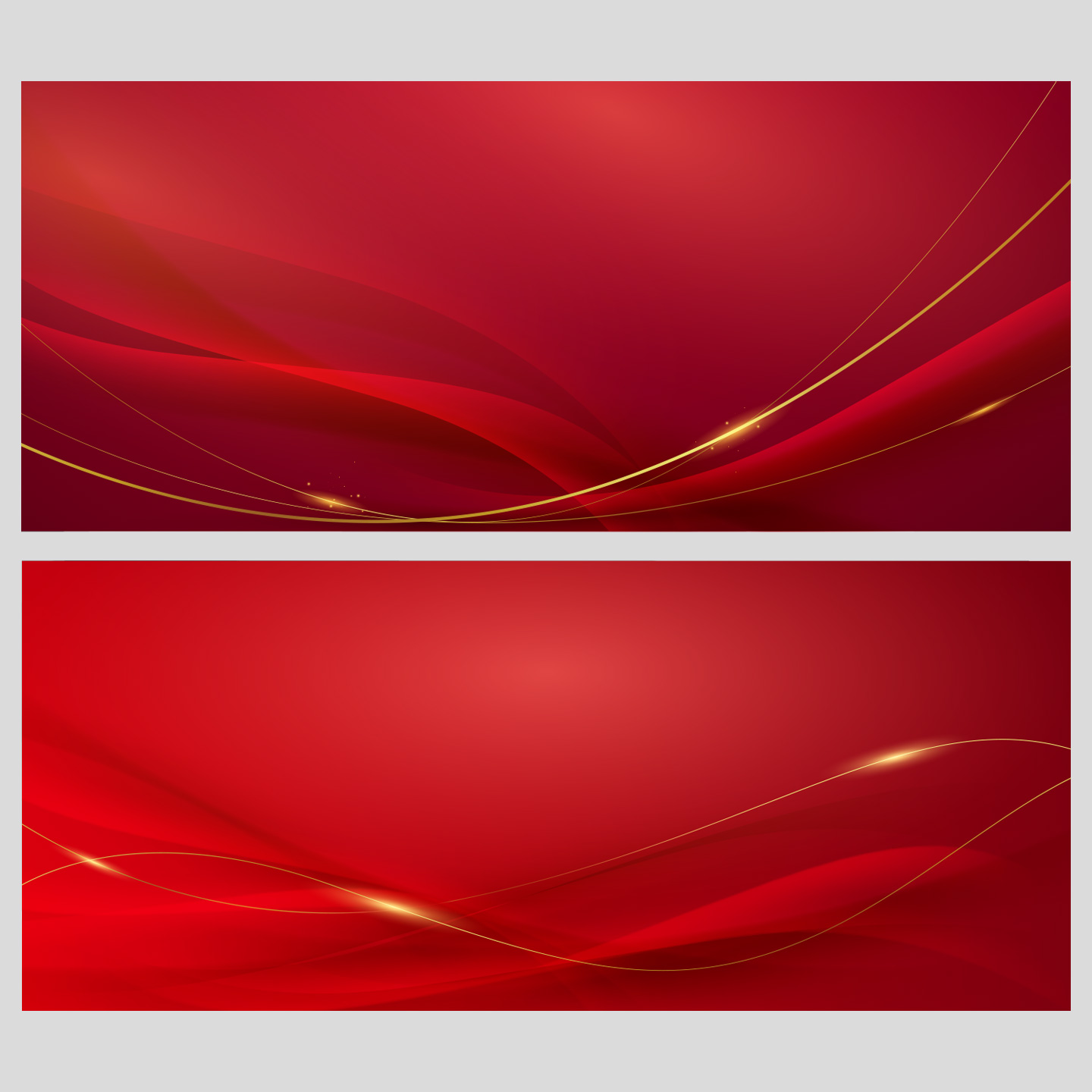 金色线绦红色矢量背景素材插图