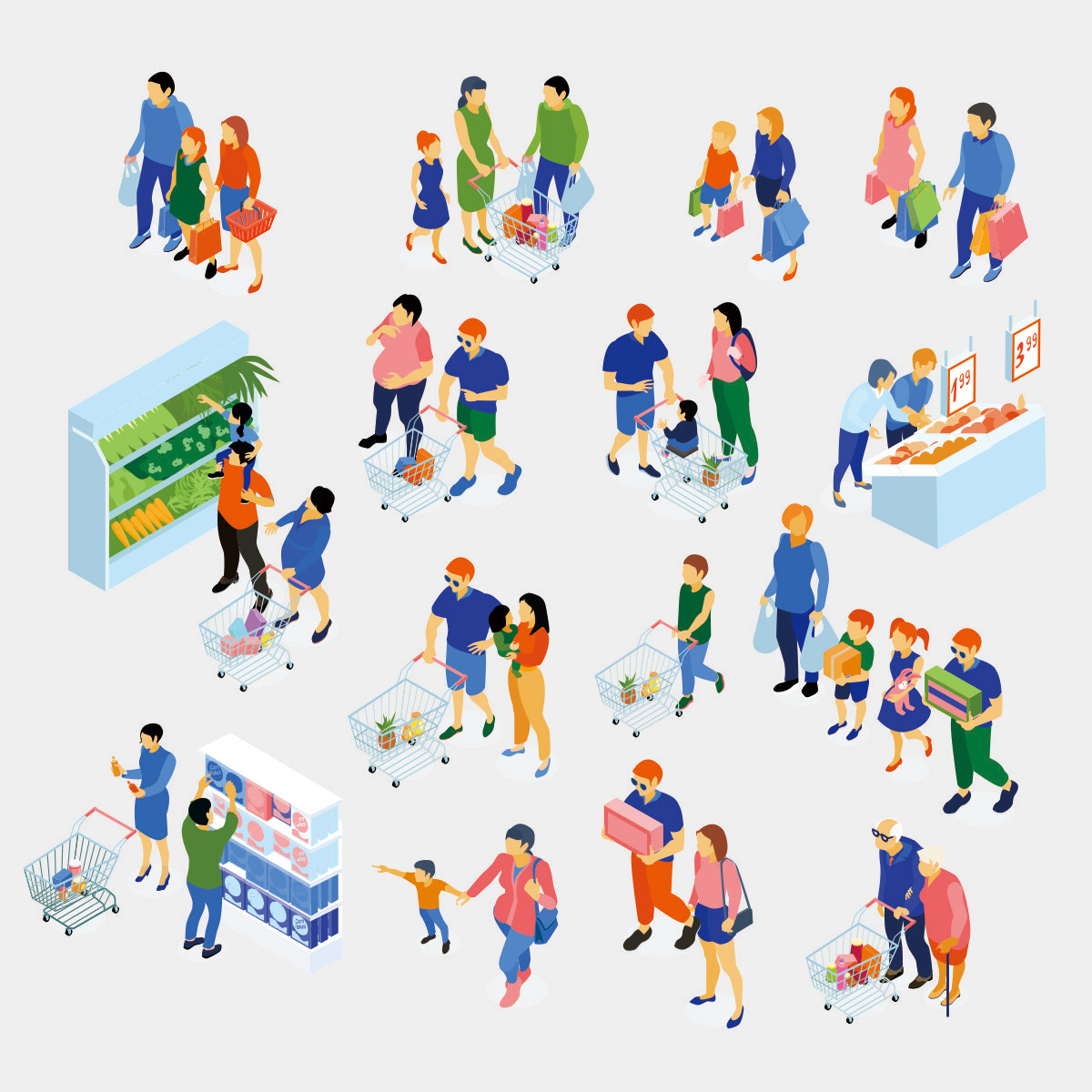 商超购物人物插图CDR素材插图