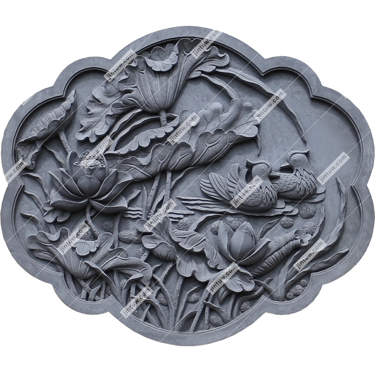 荷花鸳鸯砖雕浮雕插图