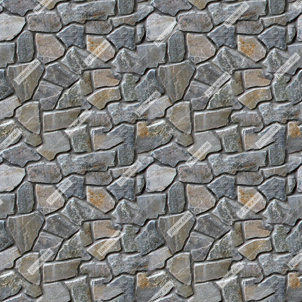 文化石毛石岩石碎拼建筑外墙无缝贴图插图