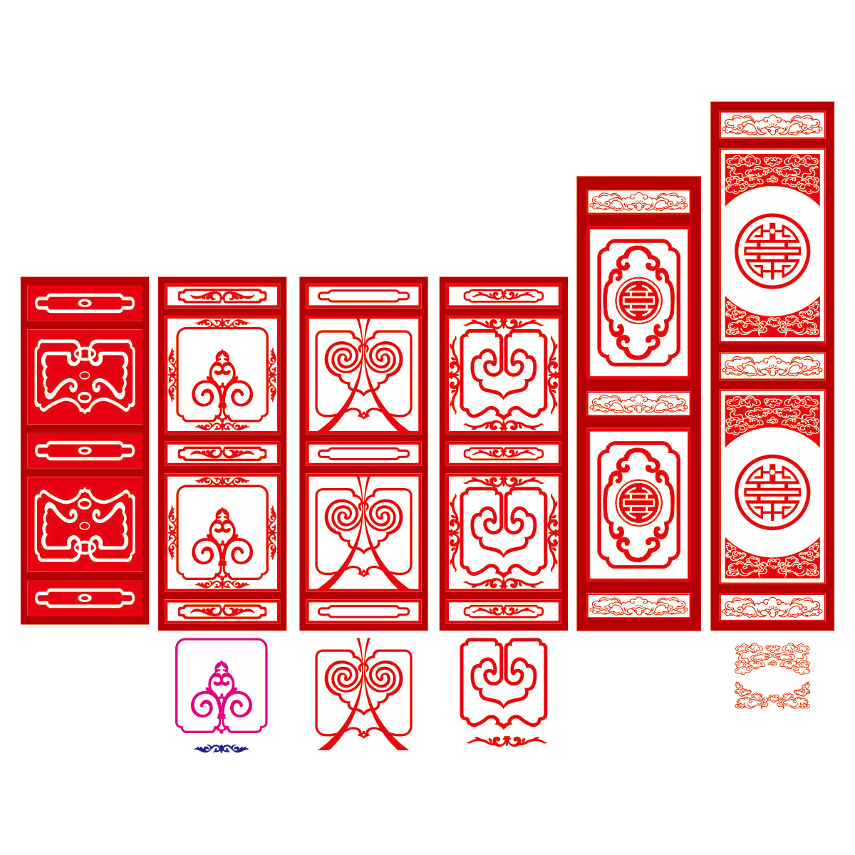 屏风隔断雕刻装饰板CDR素材插图