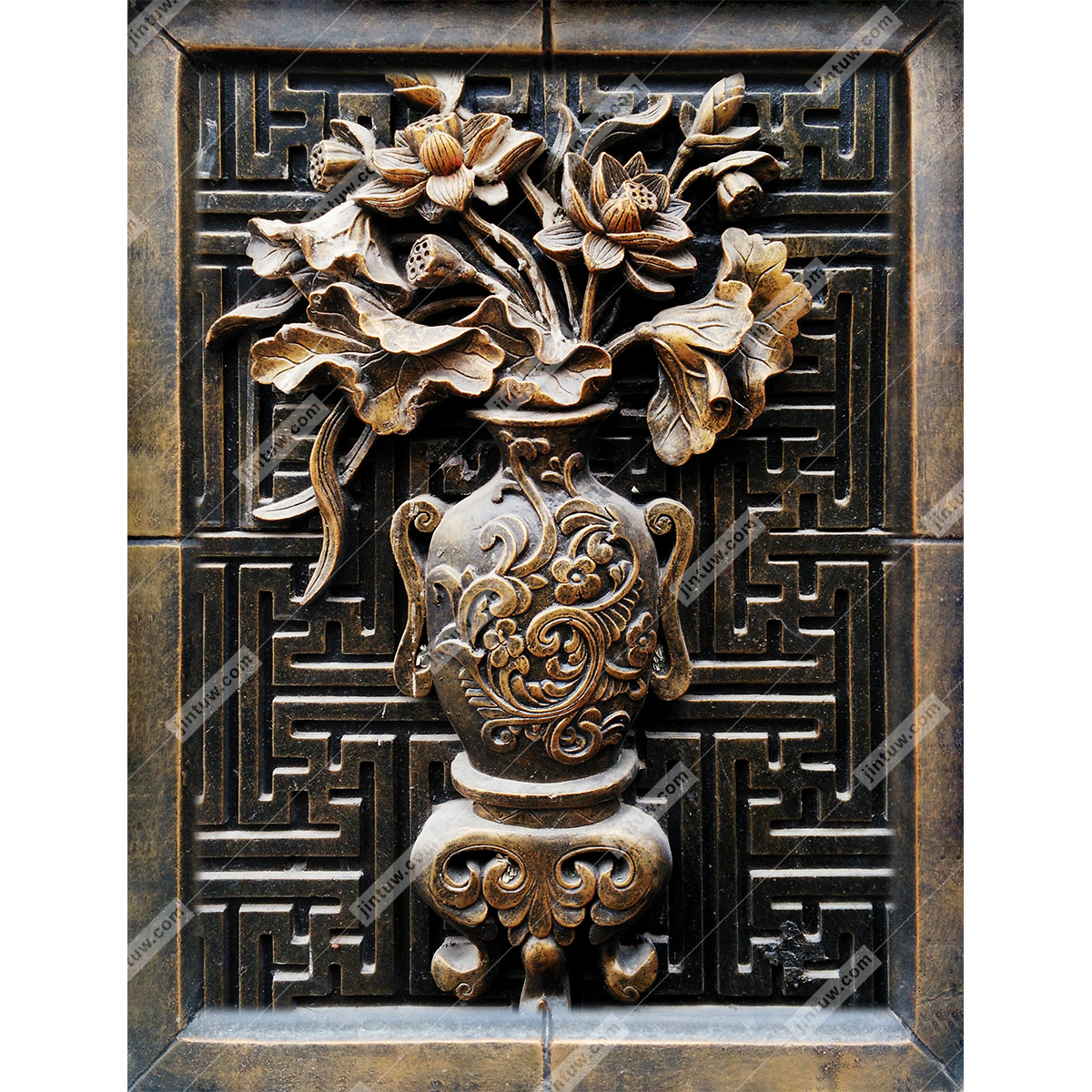 莲花铜雕浮雕插图