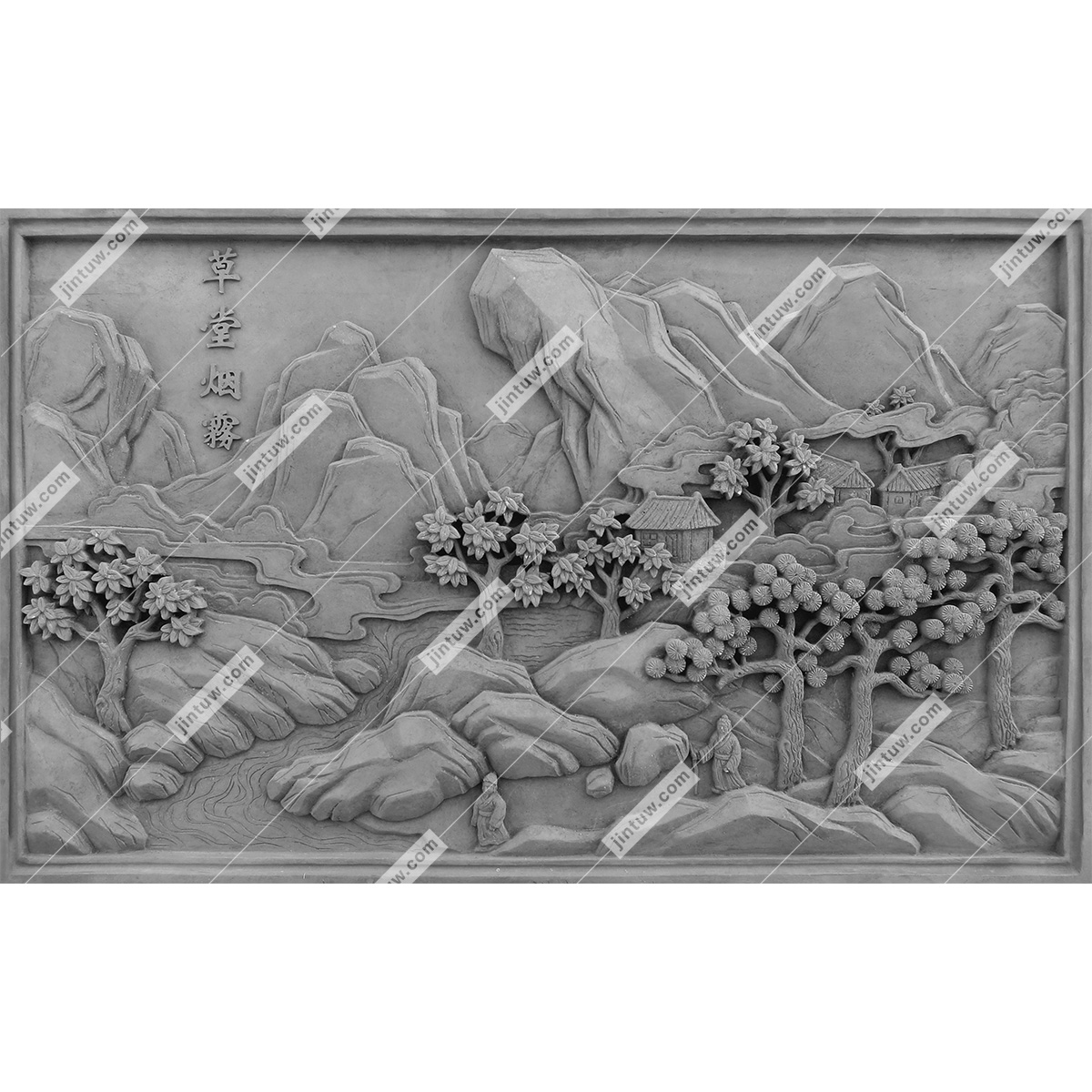 草堂烟雾浮雕砖雕插图