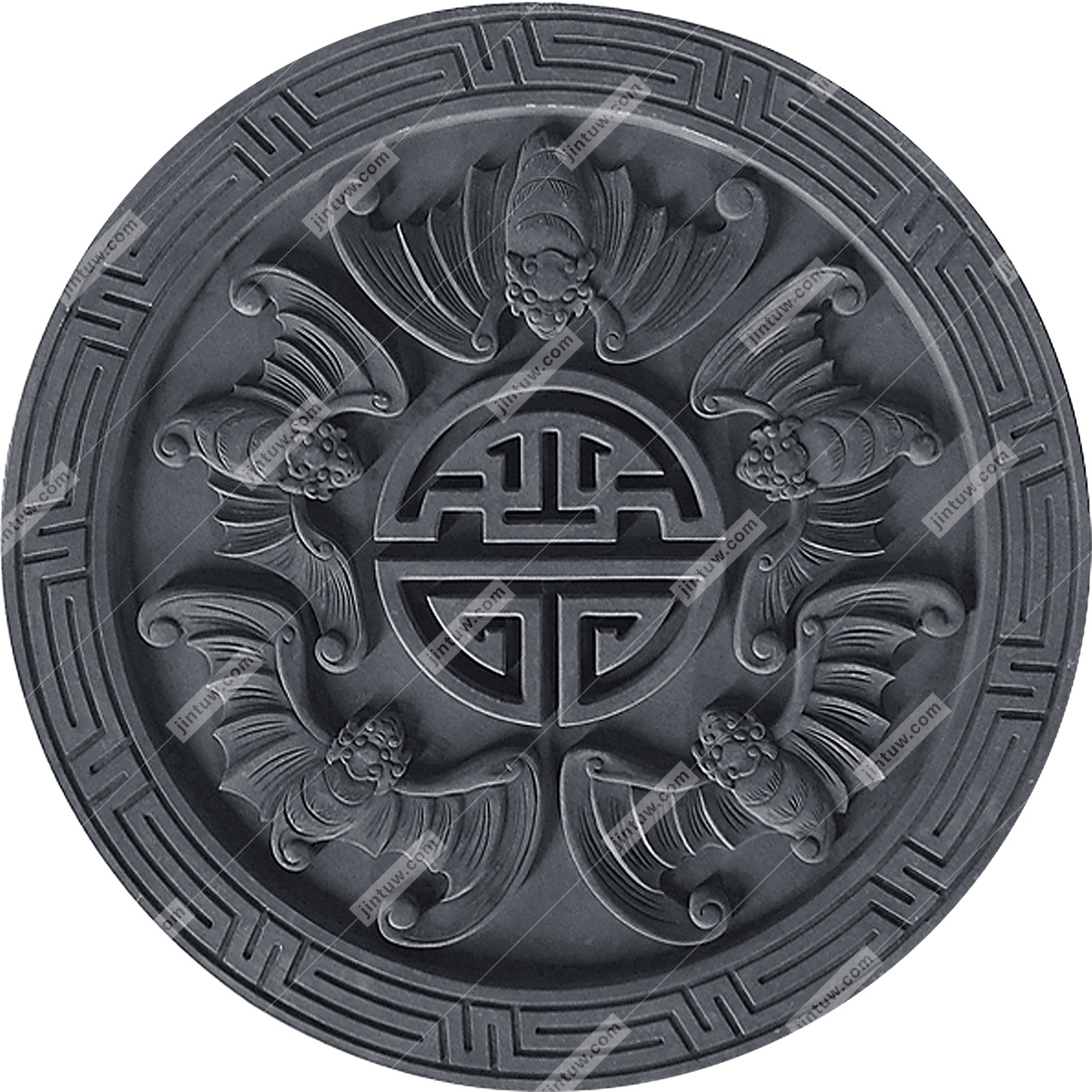 五福捧寿砖雕插图