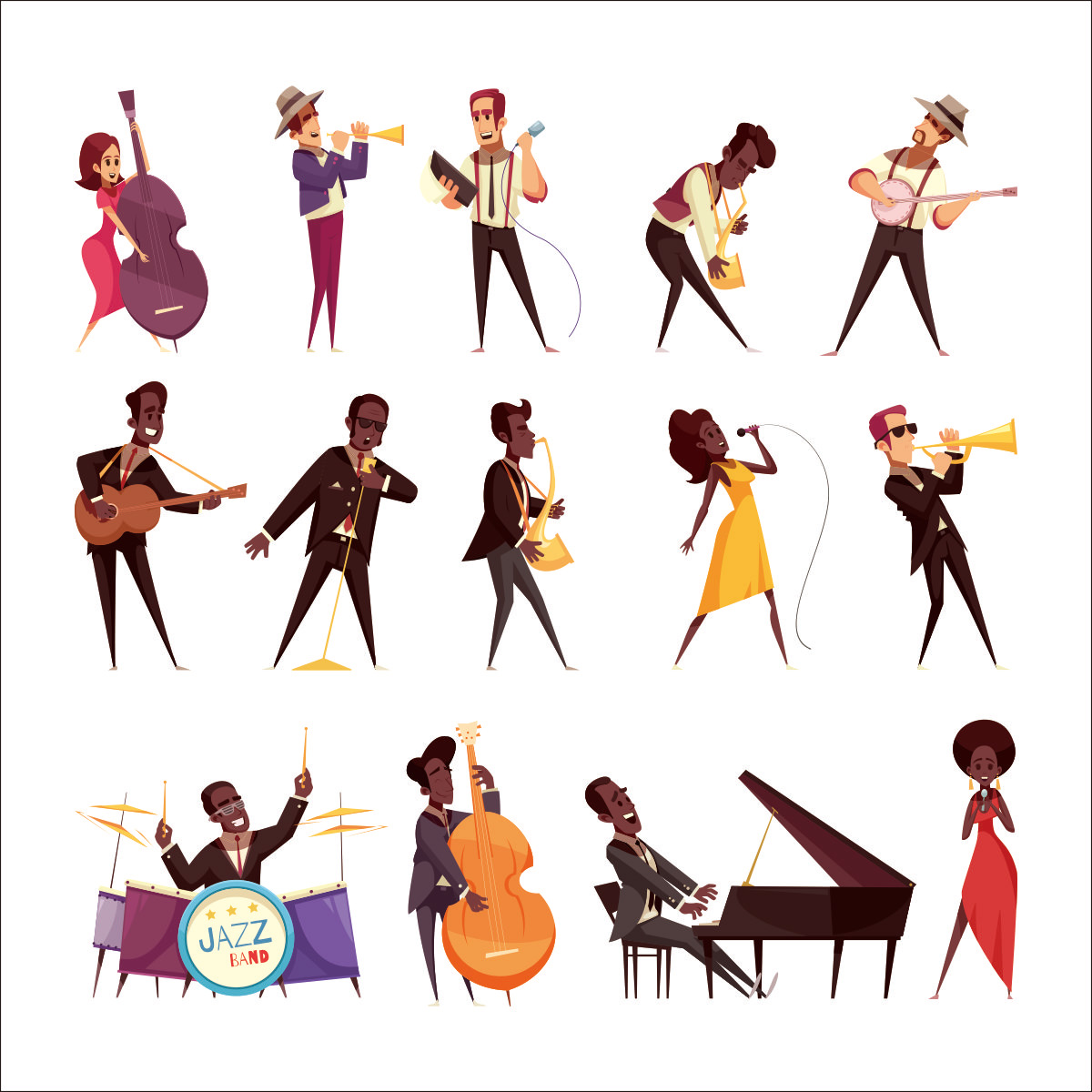 乐器唱歌家小提琴钢琴乐器CDR素材插图