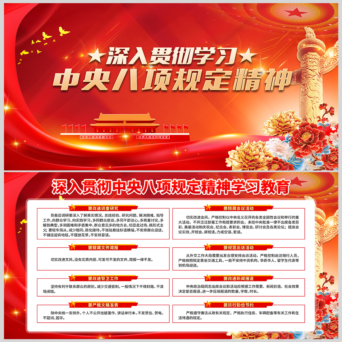 八项规定精神贯彻学习展板插图