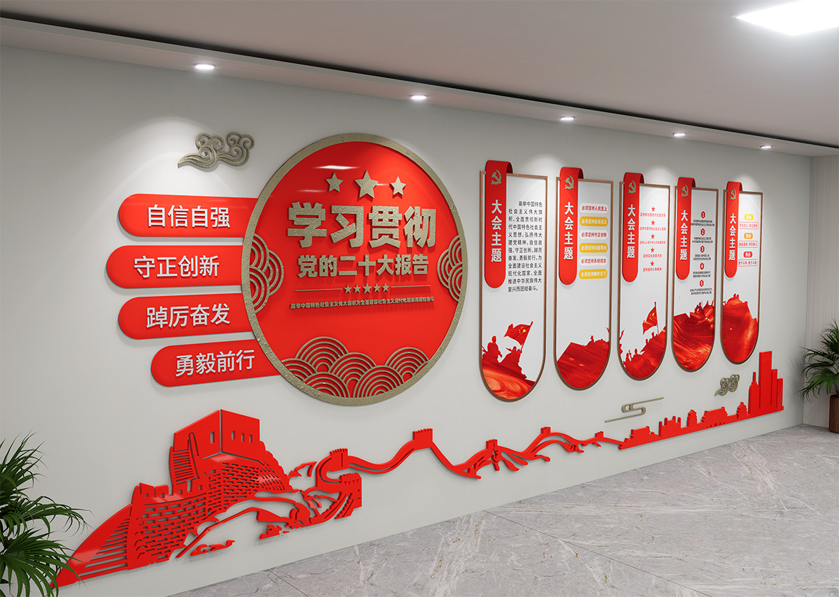 学习贯彻二十大文化墙插图