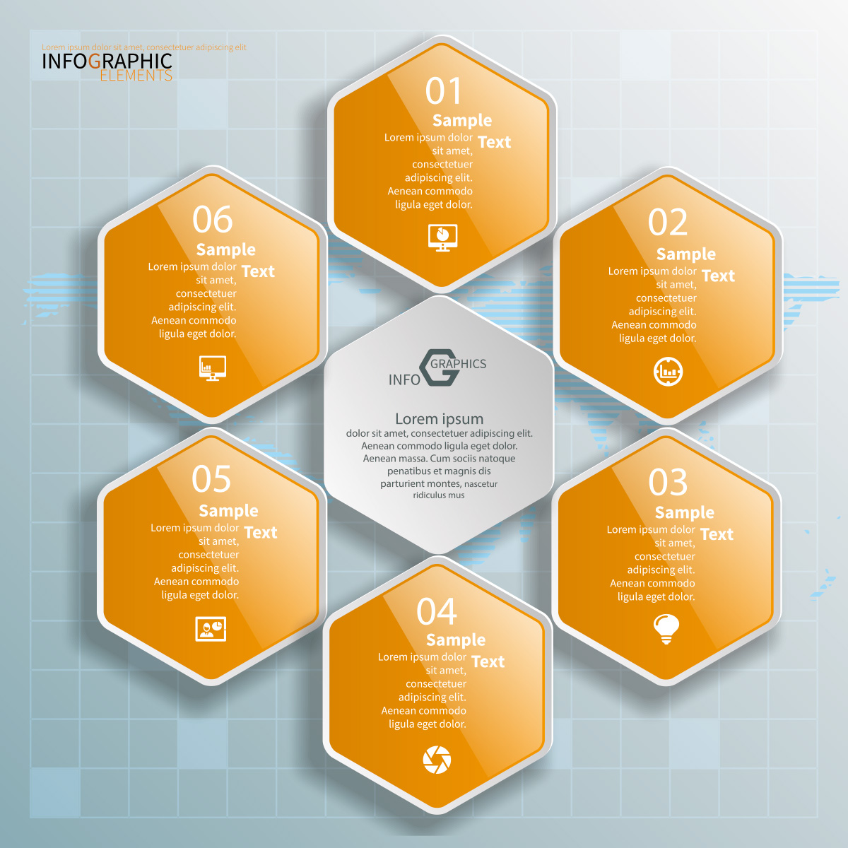 多边形花瓣数据统计图CDR素材插图