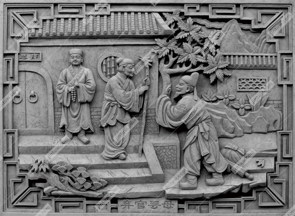 弃官寻母砖雕插图